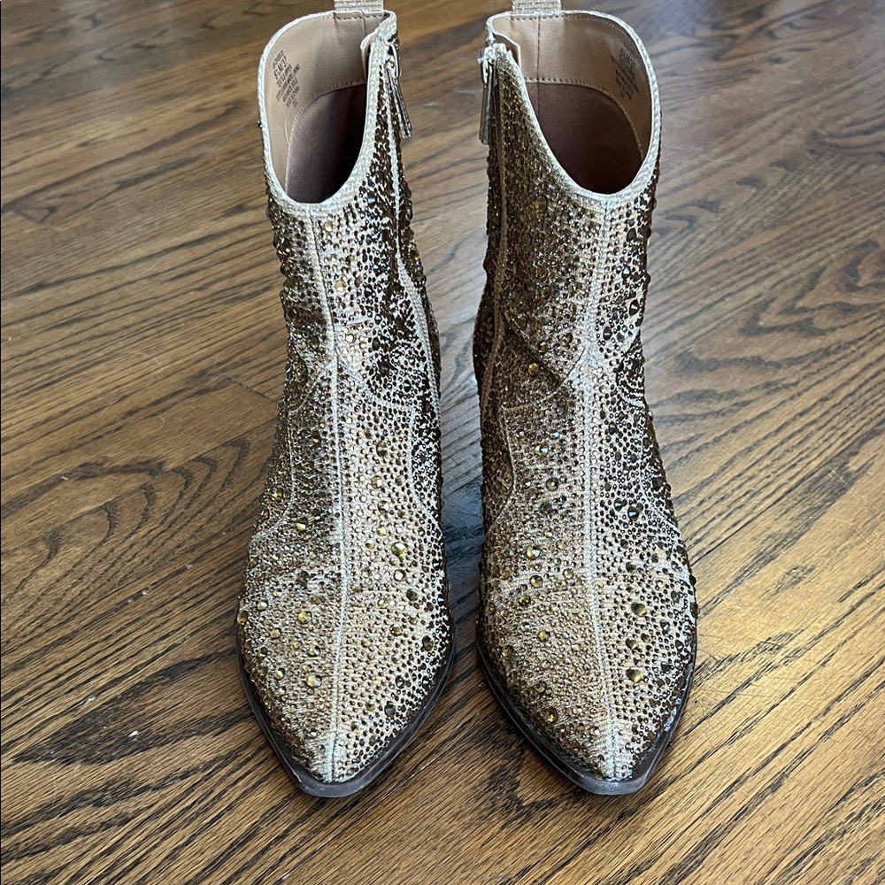 Gold Rhinestone Western Booties - Picture 4 of 9
